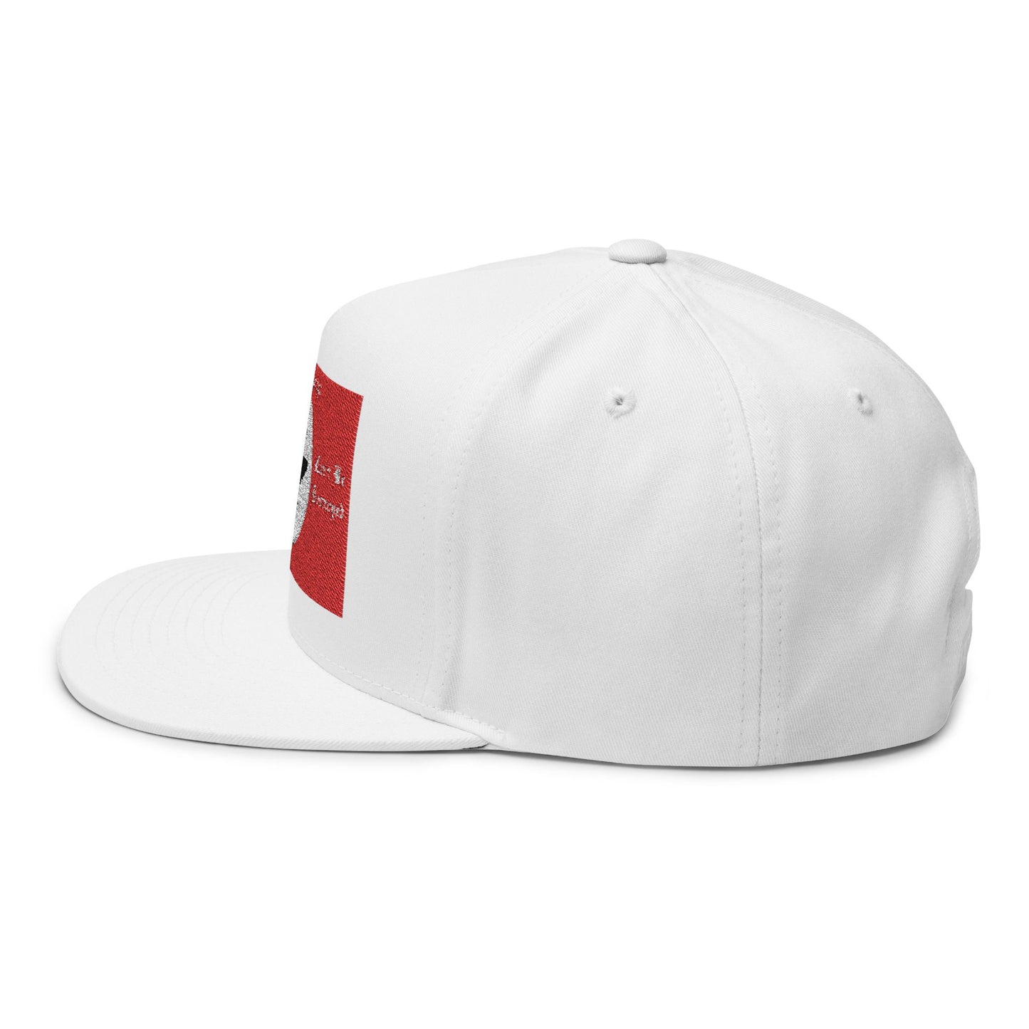 Flat Bill Cap with Embroidered Vintage Flag Design