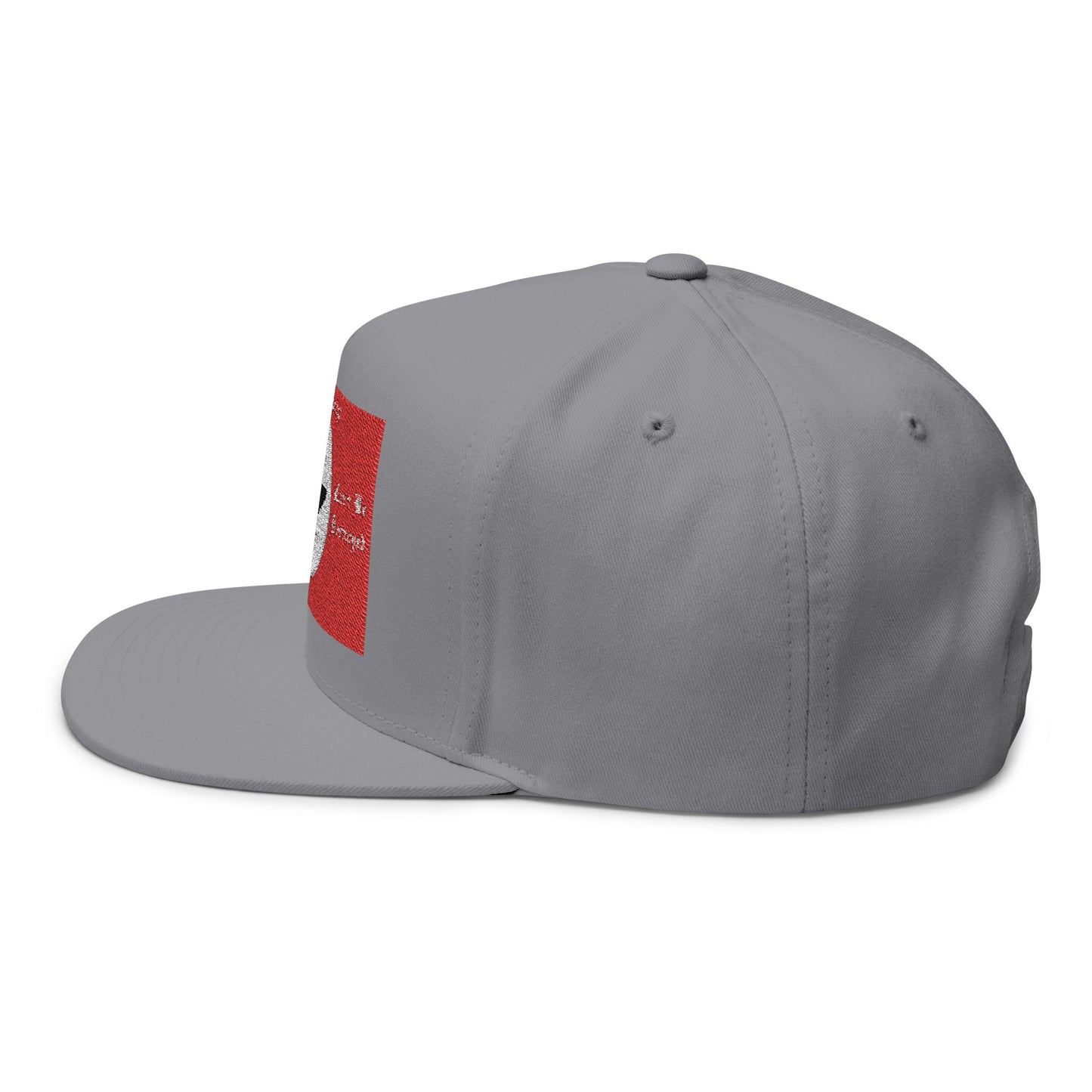 Flat Bill Cap with Embroidered Vintage Flag Design