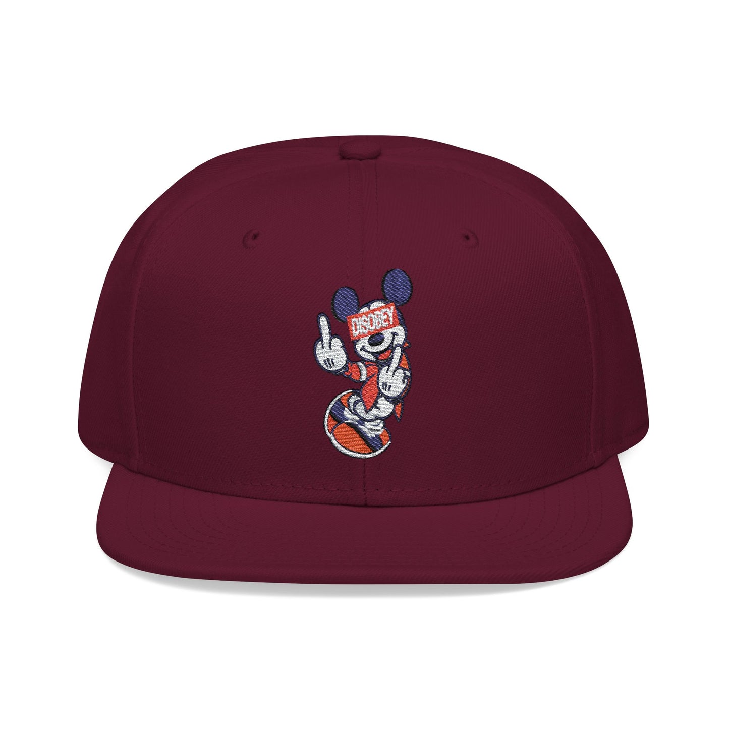 Disobey Mickey Embroidery Snapback Hat