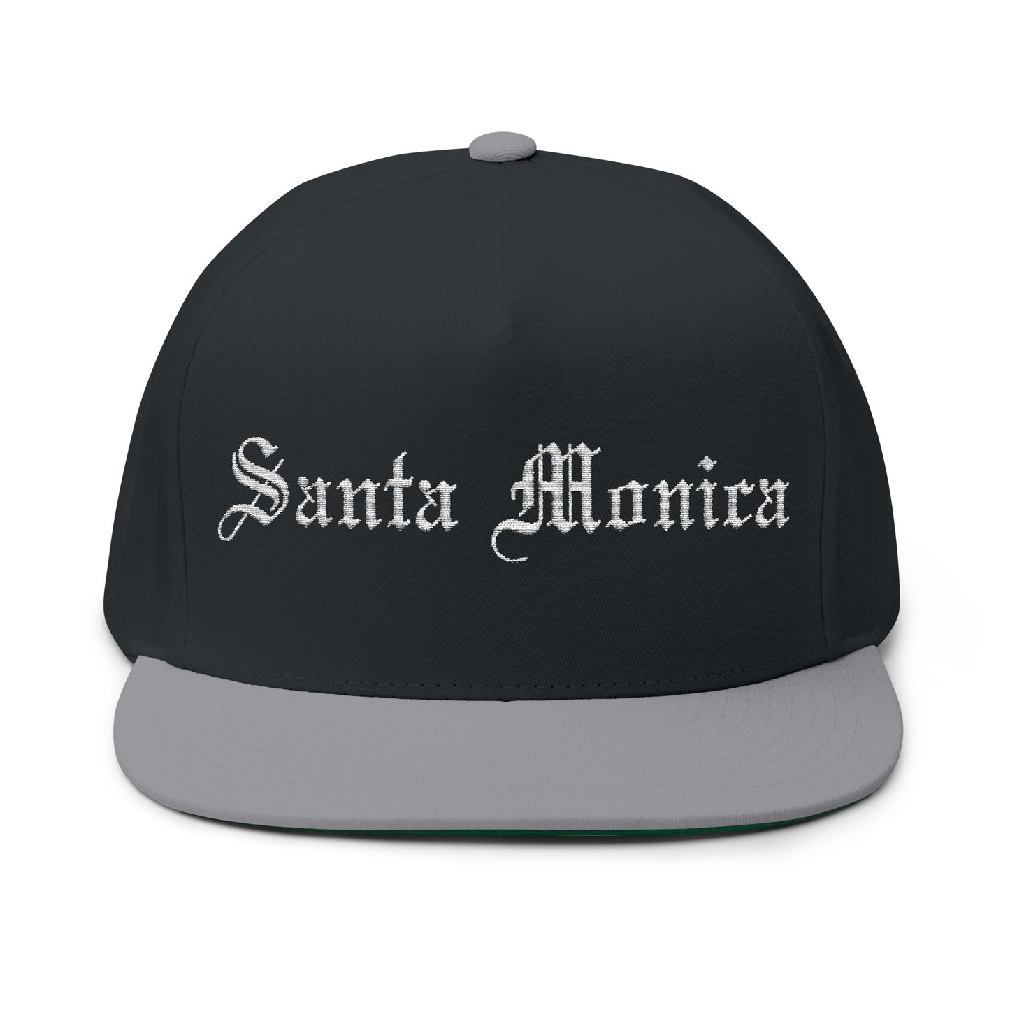 Santa Monica Embroidered Flat Bill Cap - Stylish Snapback for Casual and Beach Days