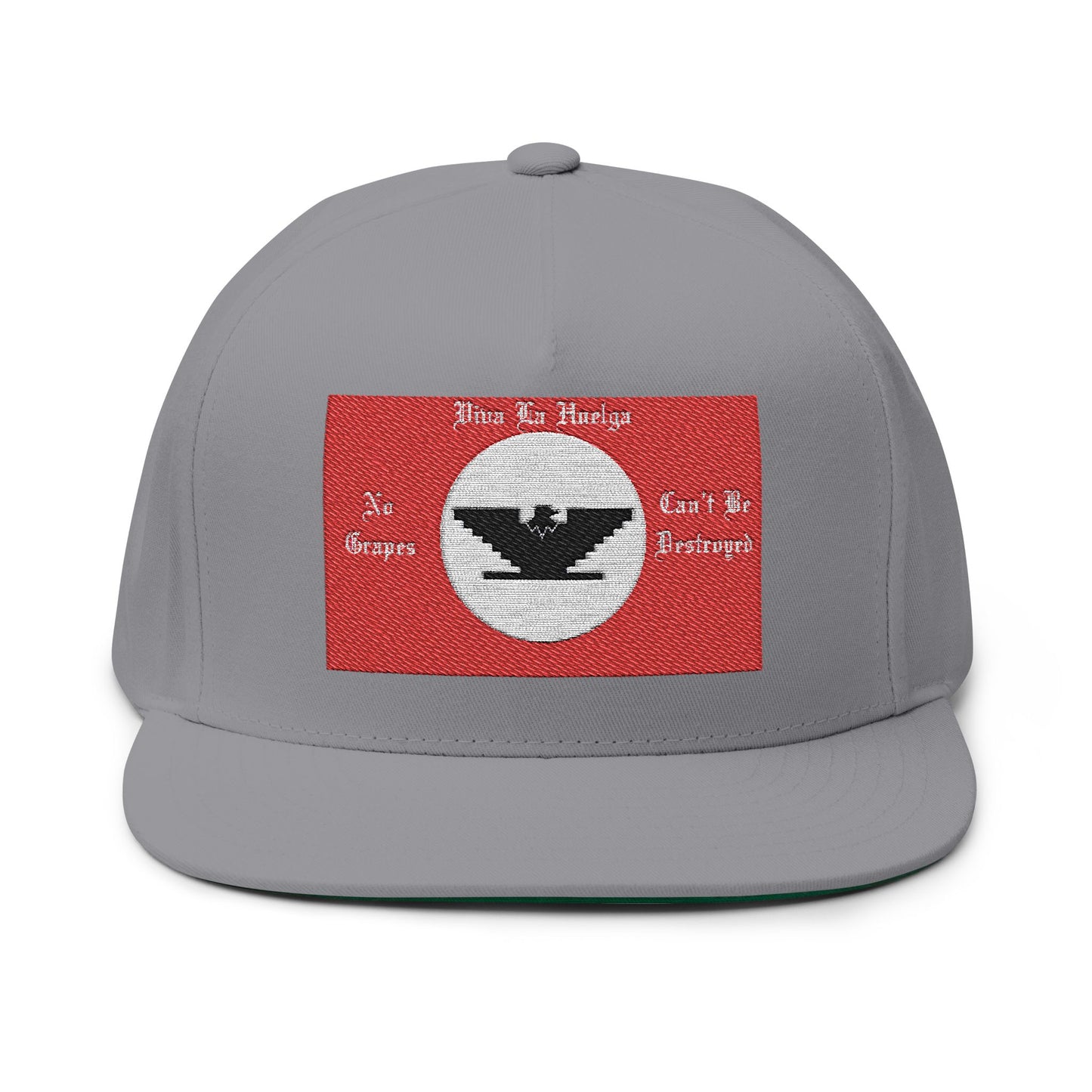Flat Bill Cap with Embroidered Vintage Flag Design