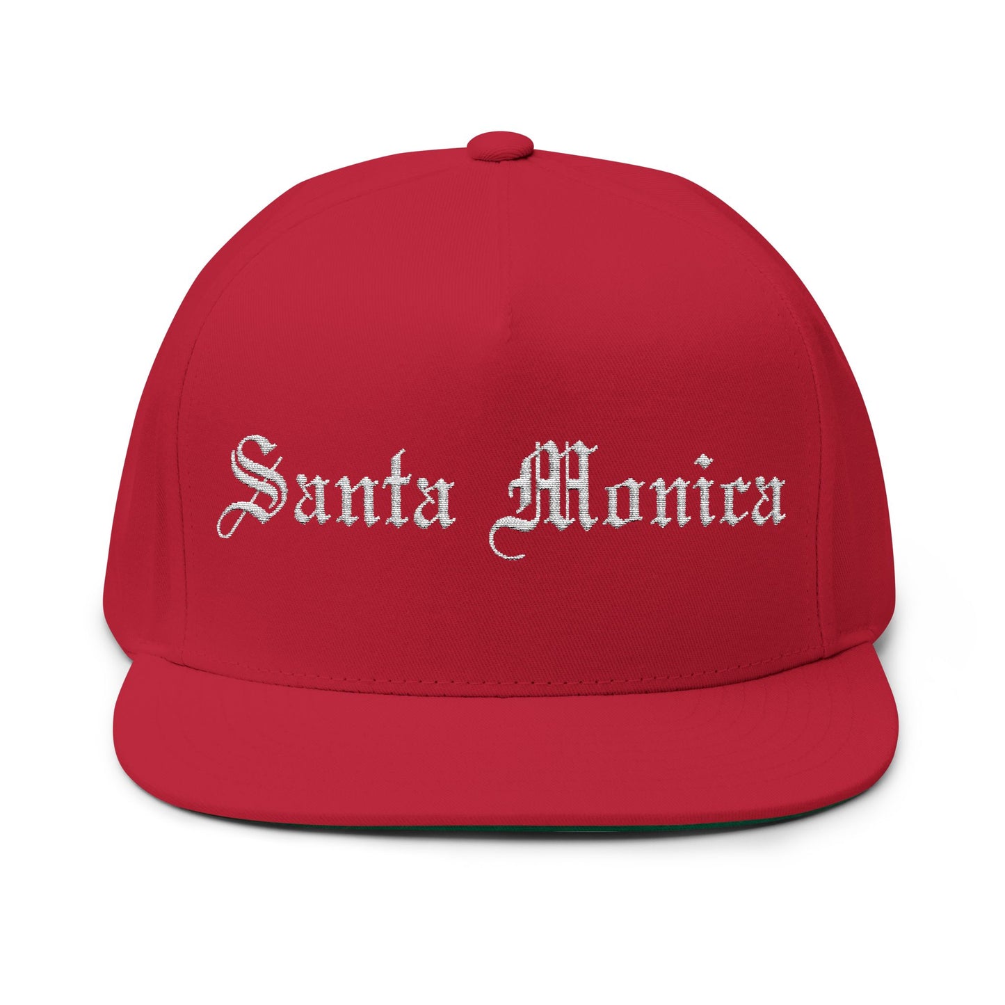 Santa Monica Embroidered Flat Bill Cap - Stylish Snapback for Casual and Beach Days