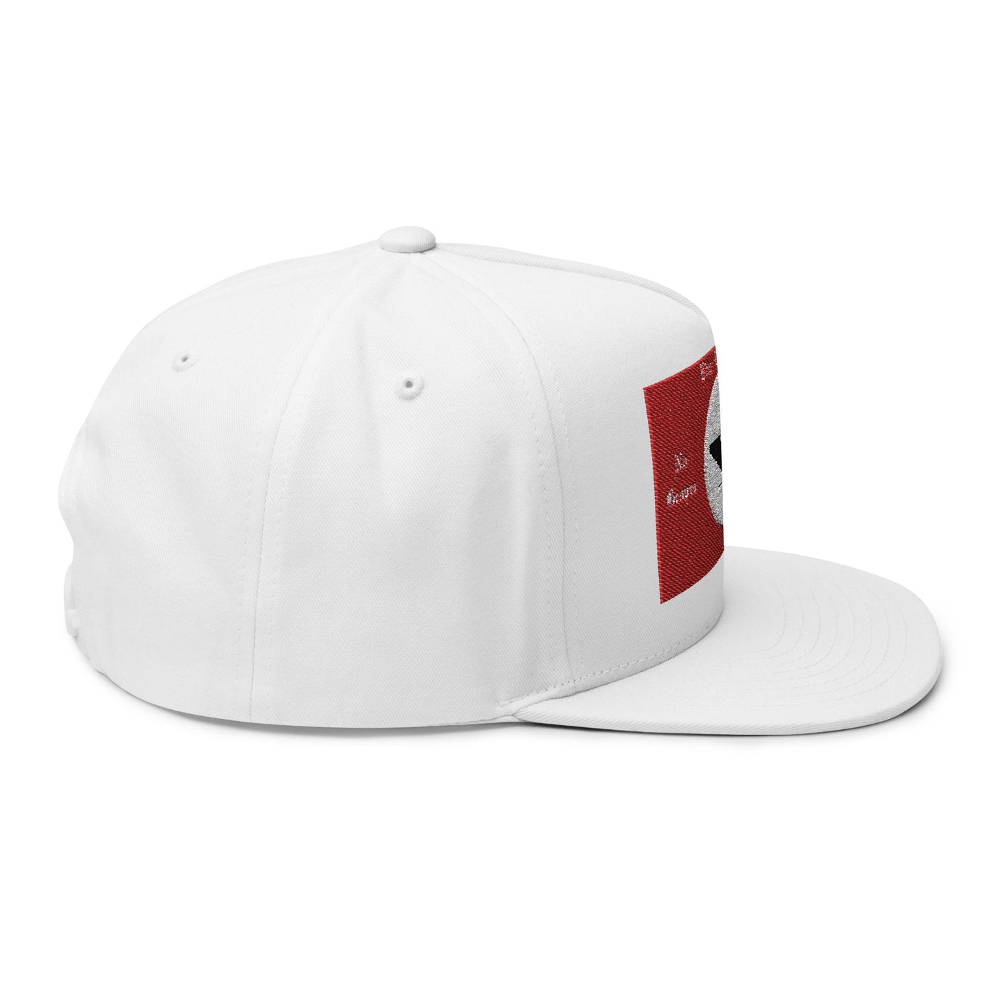 Flat Bill Cap with Embroidered Vintage Flag Design