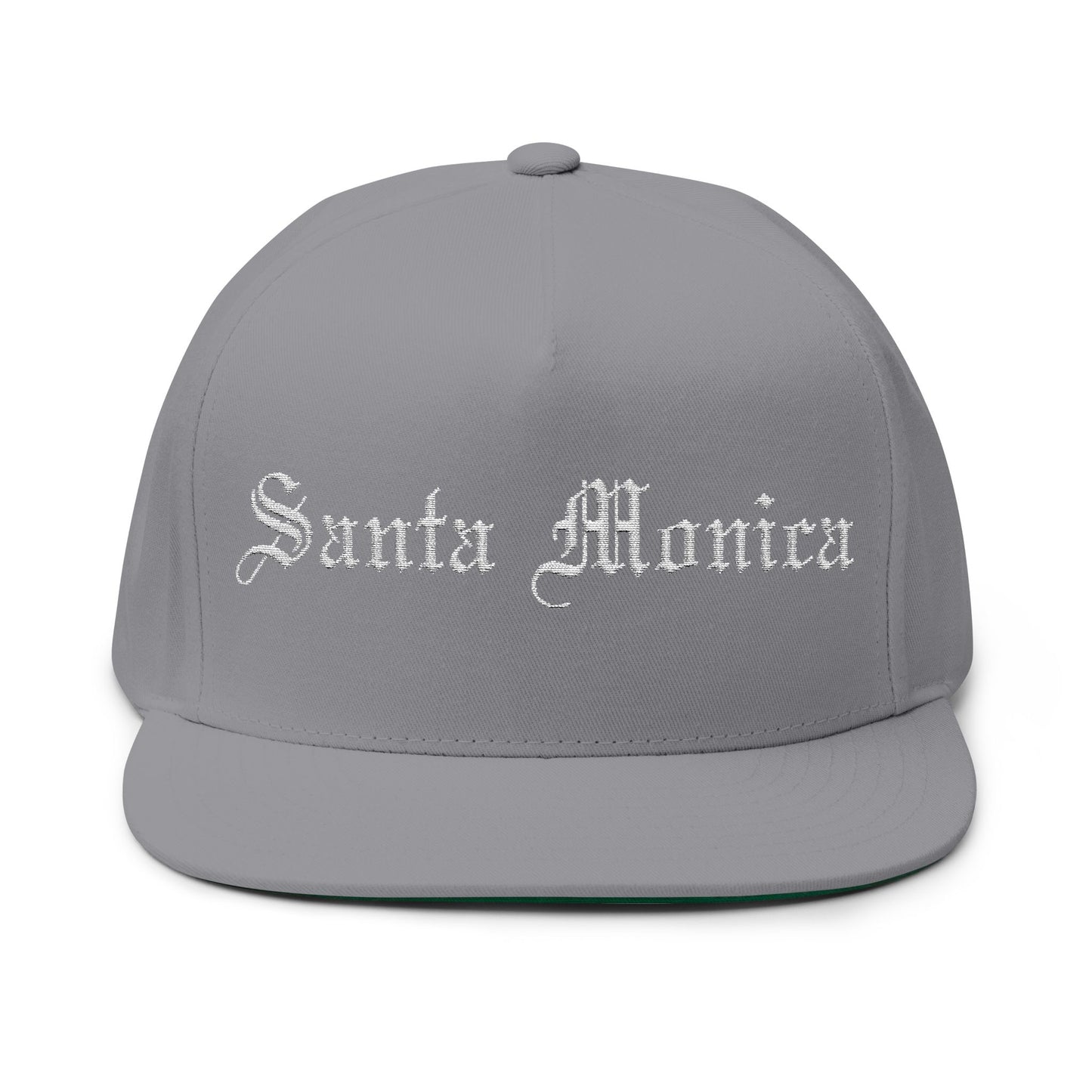 Santa Monica Embroidered Flat Bill Cap - Stylish Snapback for Casual and Beach Days