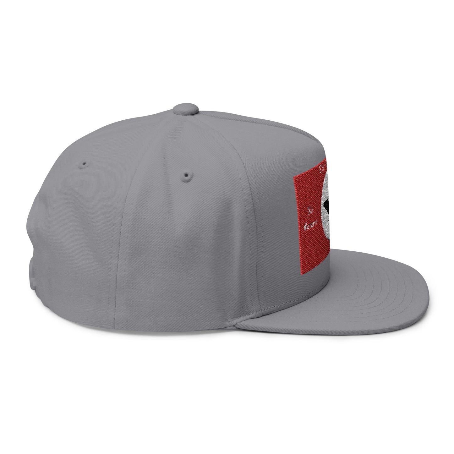 Flat Bill Cap with Embroidered Vintage Flag Design