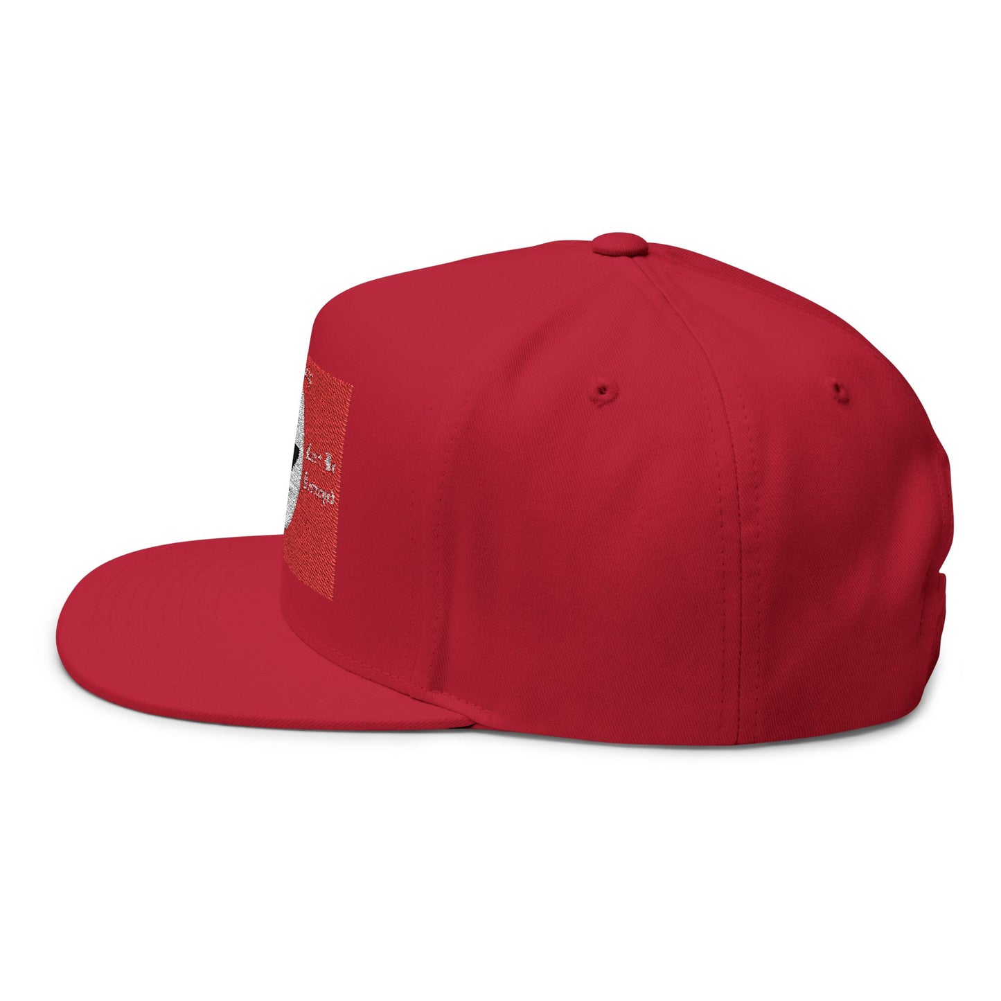 Flat Bill Cap with Embroidered Vintage Flag Design