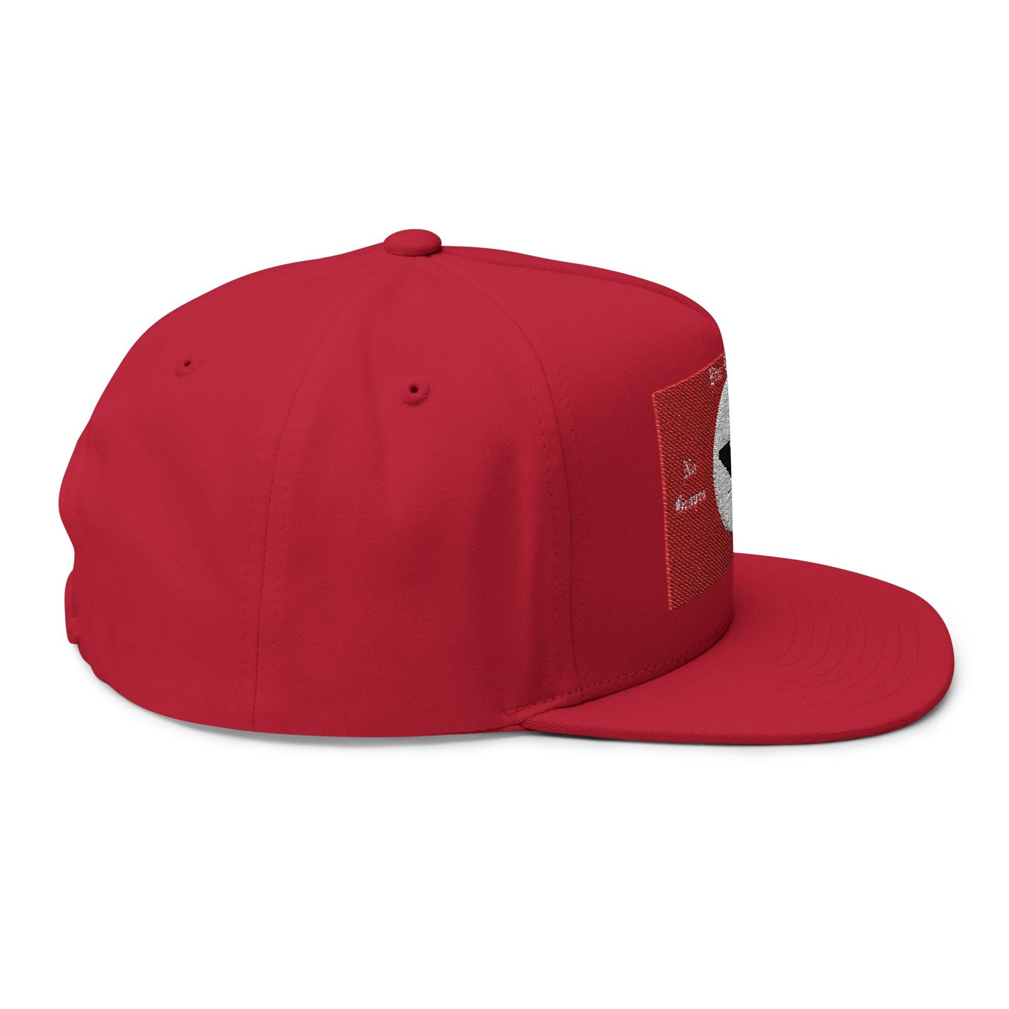 Flat Bill Cap with Embroidered Vintage Flag Design