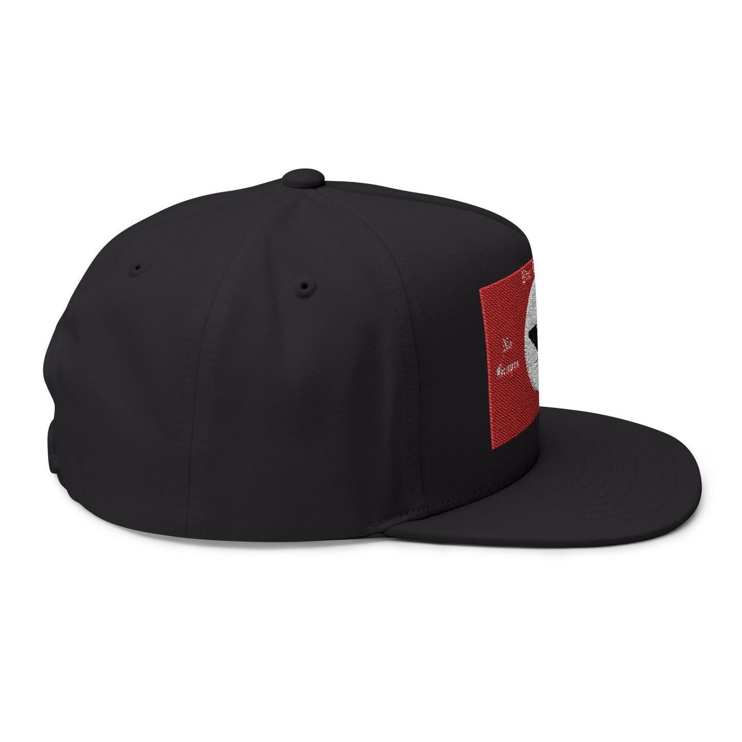 Flat Bill Cap with Embroidered Vintage Flag Design