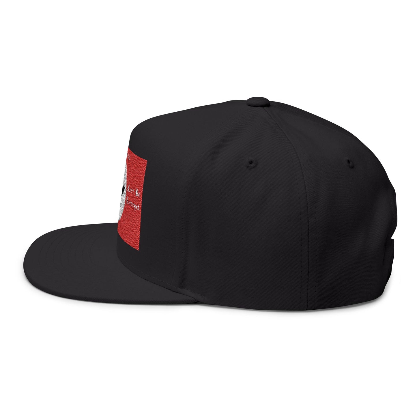 Flat Bill Cap with Embroidered Vintage Flag Design
