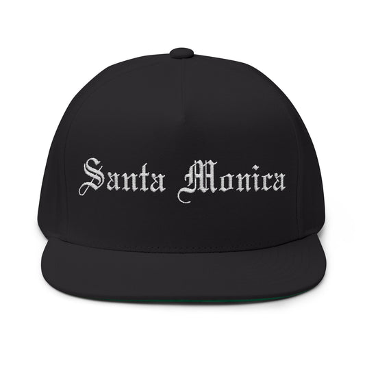 Santa Monica Embroidered Flat Bill Cap - Stylish Snapback for Casual and Beach Days